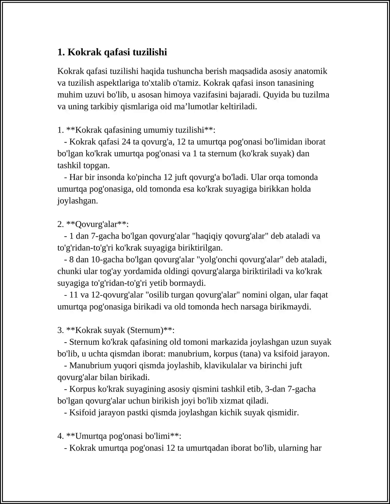 Kokrak qafasi tuzilishi 3