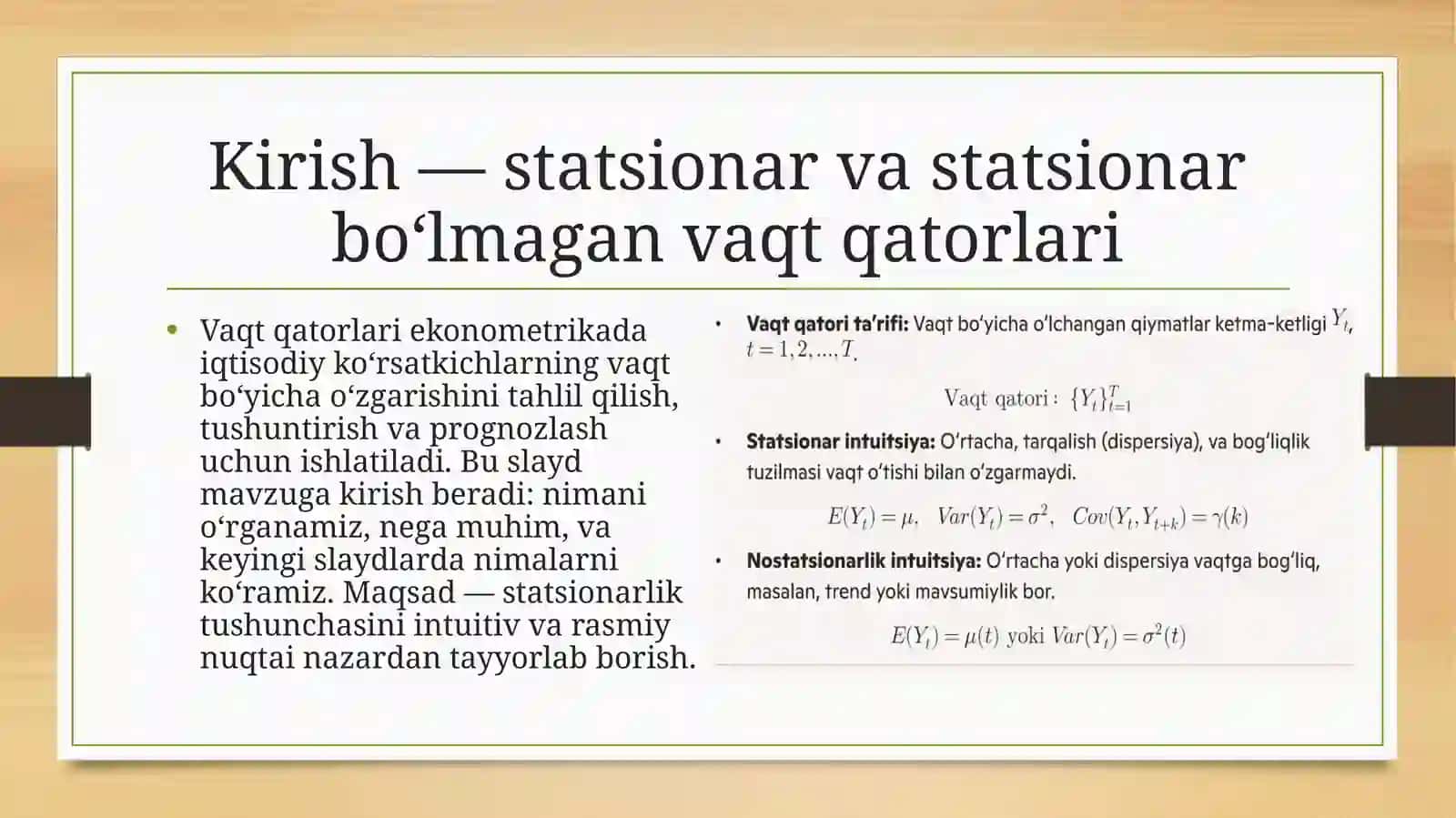 Statsionar va statsionar bo'lmagan vaqt qatorlari tushunchasi 3