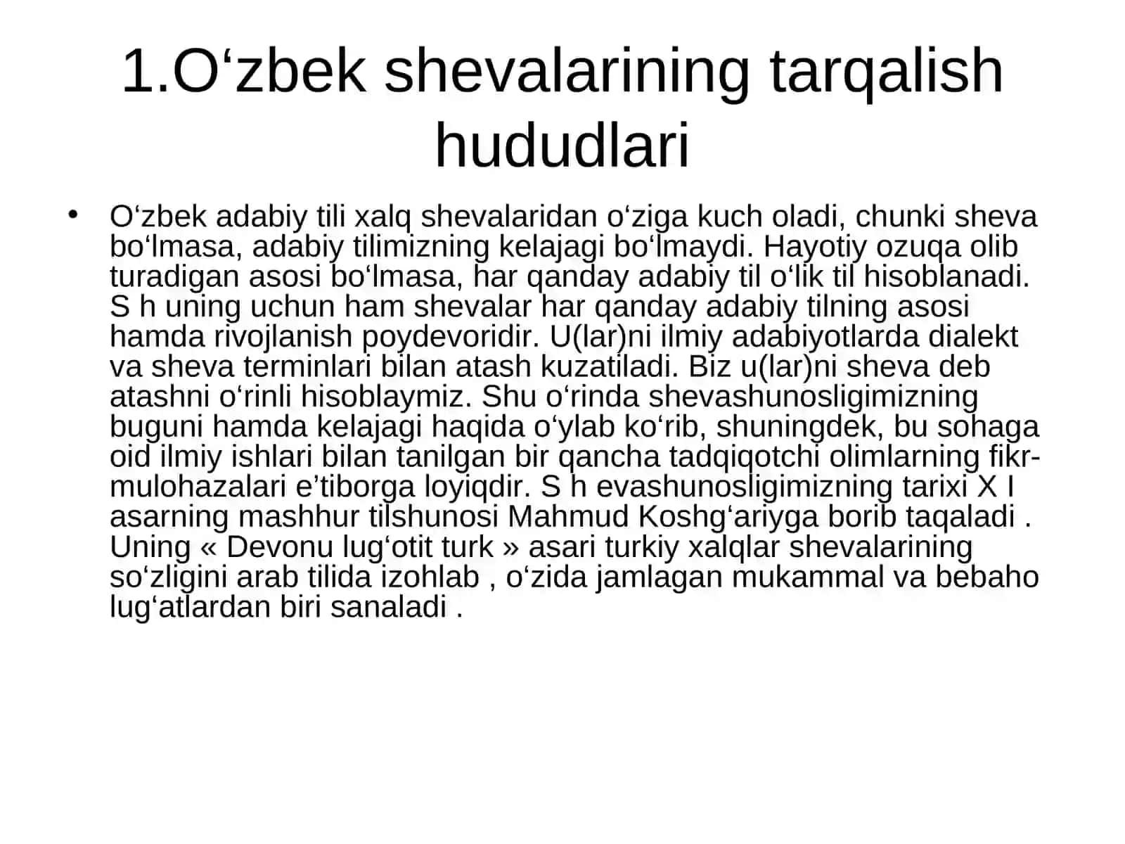 O’zbek shevalarini o’rganilishi. 3