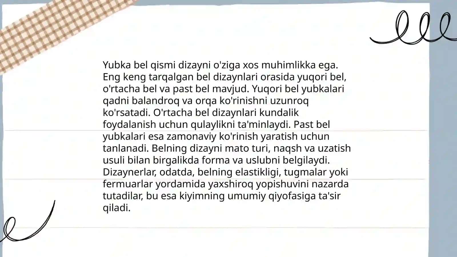 Yubka bel qismi dizayni 3