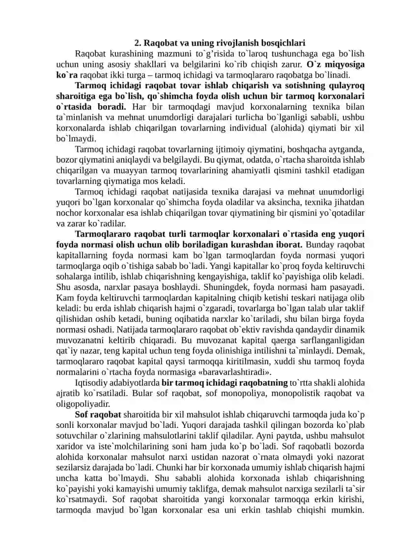 RAQOBAT, MONOPOLIYA VA NARX SIYOSATI 3