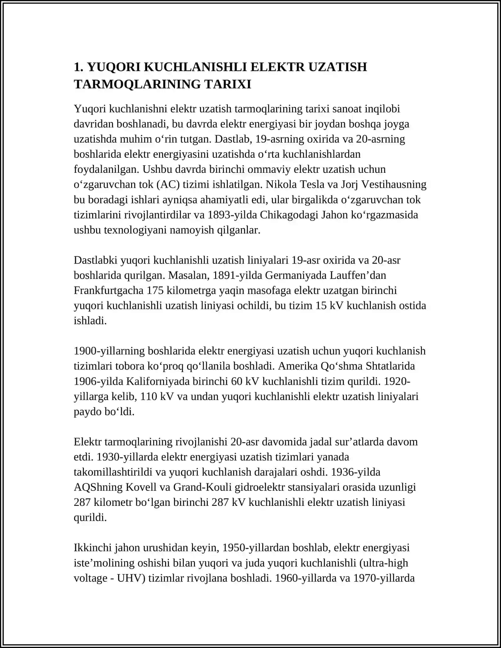 YUQORI KUCHLANISHLI ELEKTR UZATISH TARMOQLARI 3