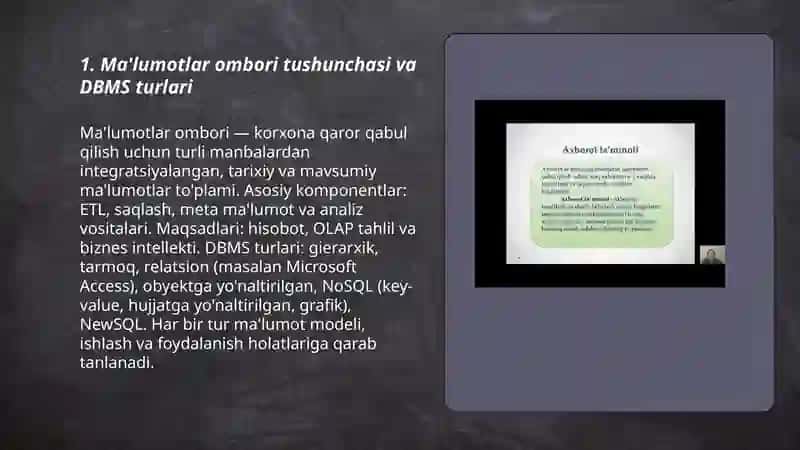 Ma'lumotlar omborini boshqarish tizimlari 3