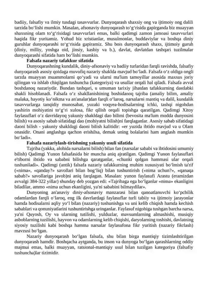 FALSAFA MAVZUSI VA FALSAFIY BILIMLAR MOHIYATI 3