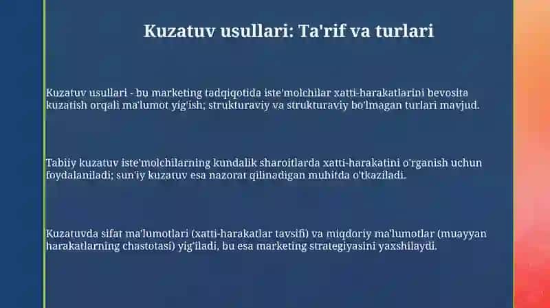 Kuzatuv usullari 3