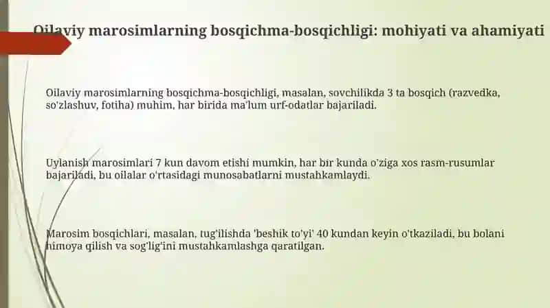 Oilaviy marosimlar tadriji 3