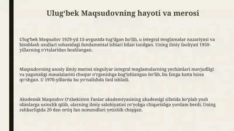 Ulugʻbek Maqsudovning hayoti va faoliyati 3