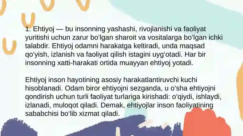 Ehtiyoj va uning turlari 3