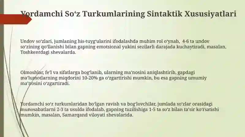 Yordamchi So'z Turkumlari 3