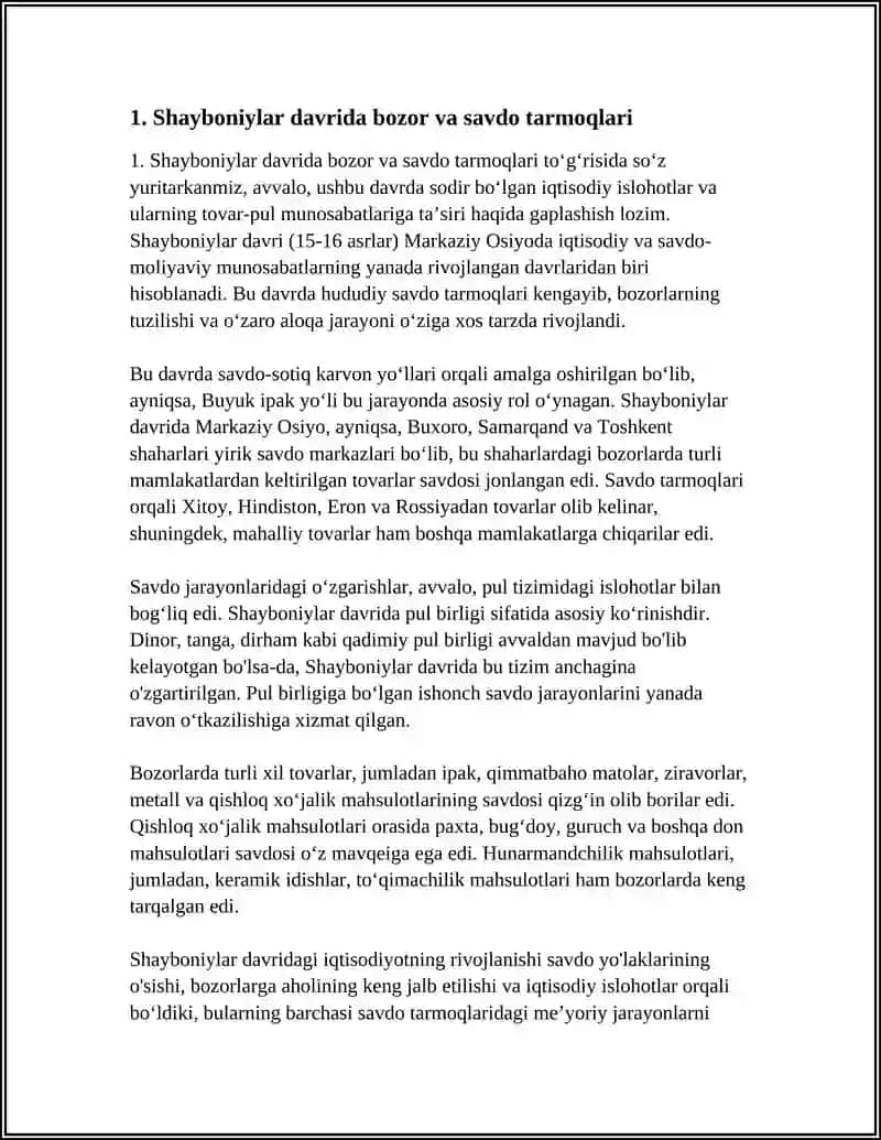 SHAYBONIYLAR DAVRIDA TOVAR-PUL MUNOSABATLARI VA ISLOHOTLAR 3