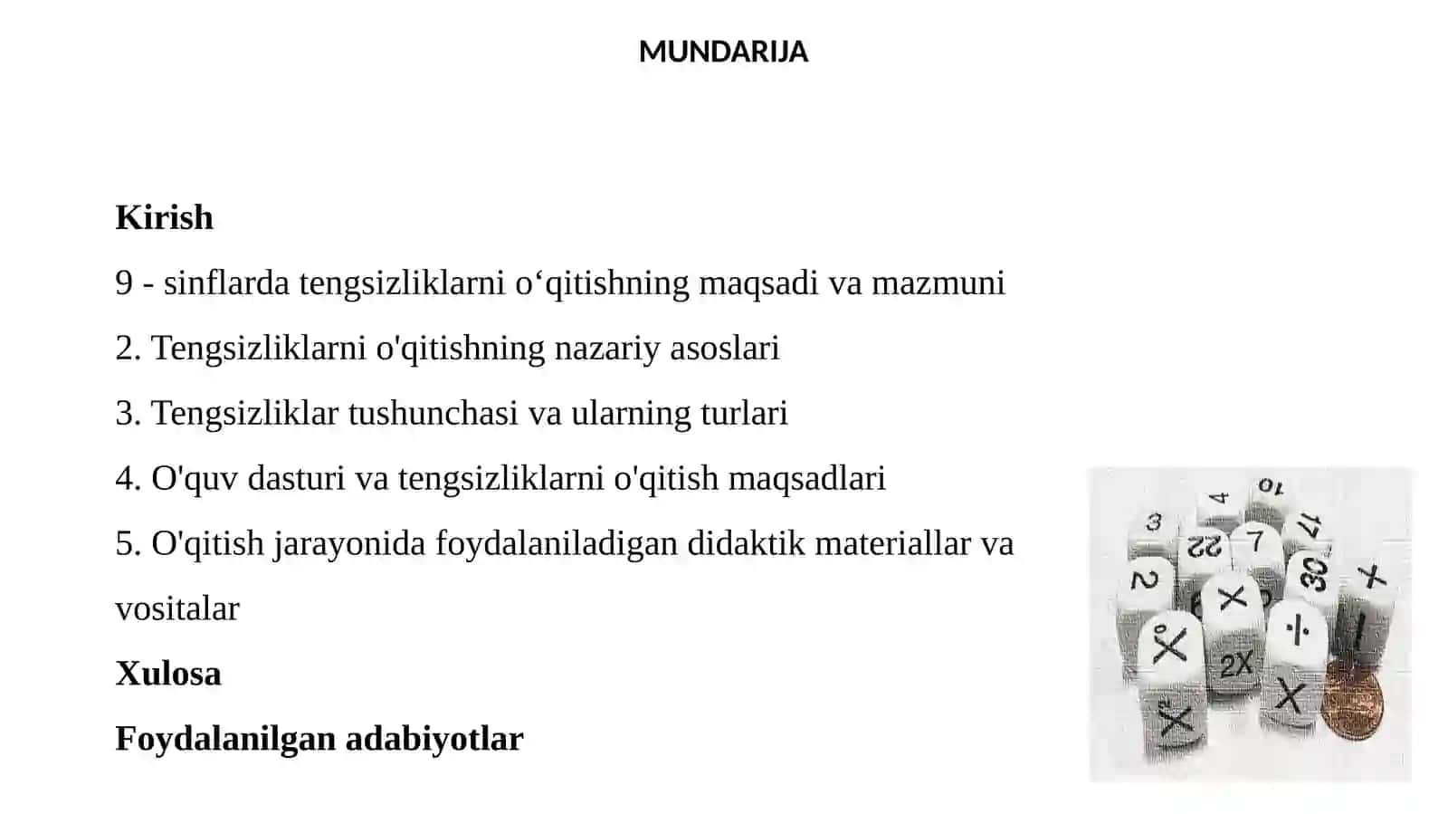 9-sinflarda tengsizliklarni o'qitishning maqsadi va mazmuni 3