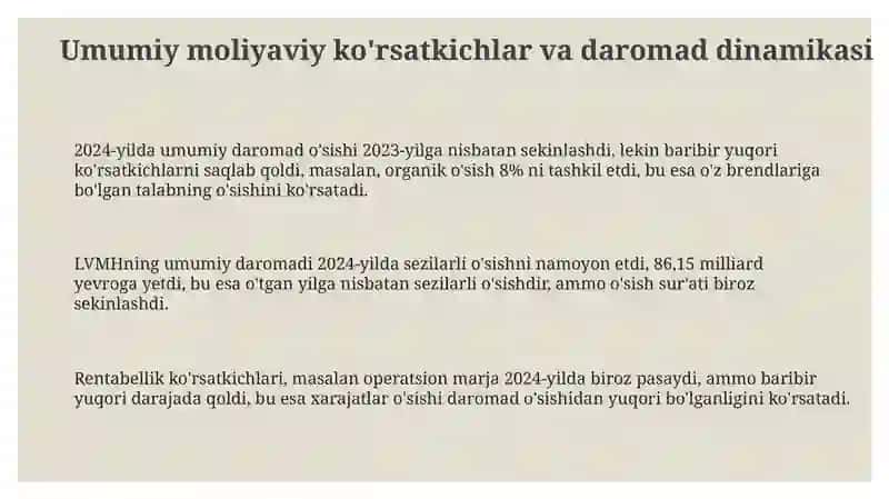 LVMH ning 2023vs 2024 yillardagi hisoboti 3