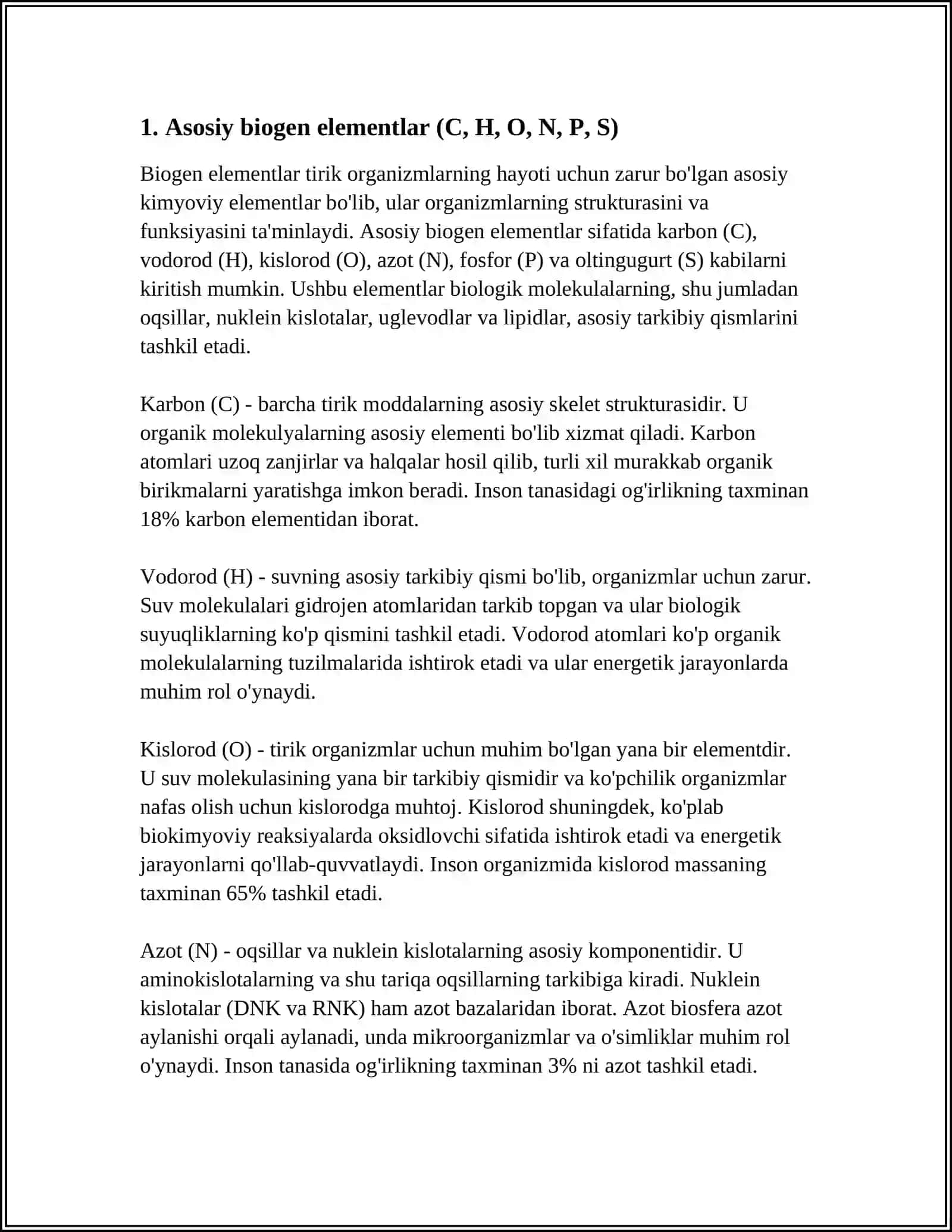 BIOGEN ELEMENTLAR TURLARI 3