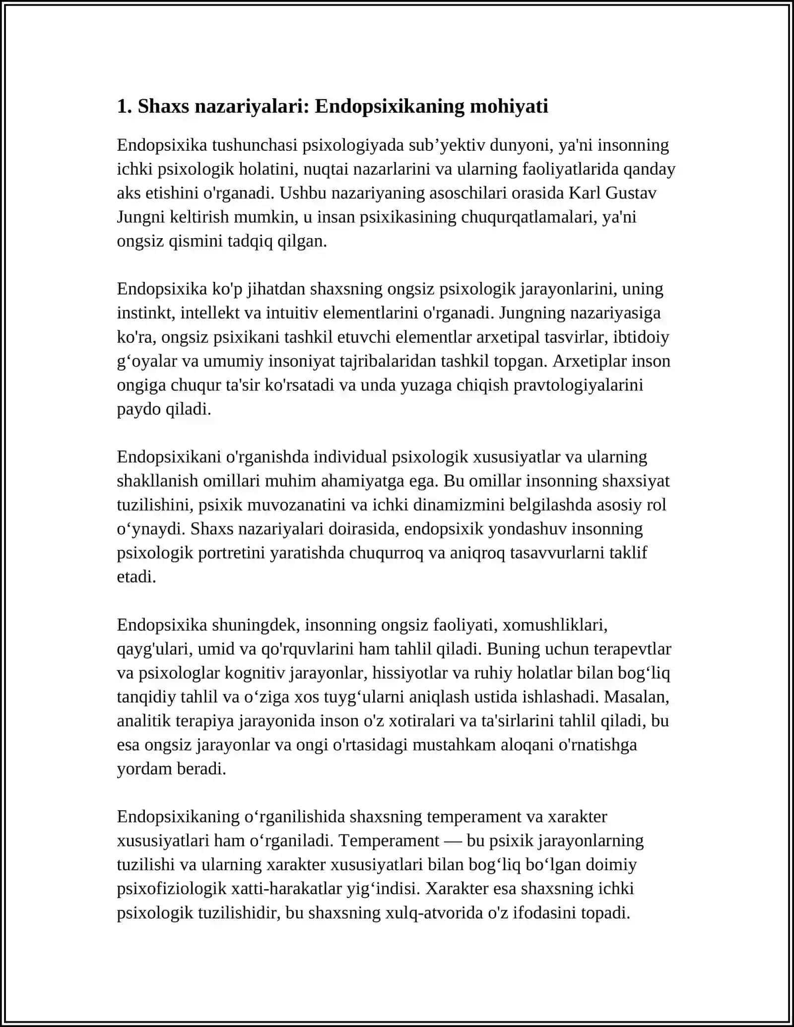 SHAXS NAZARIYALARI. ENDOPSIXIKA, EGZOPSIXIKA.DIQQATNING XUSUSIYATLARI 3