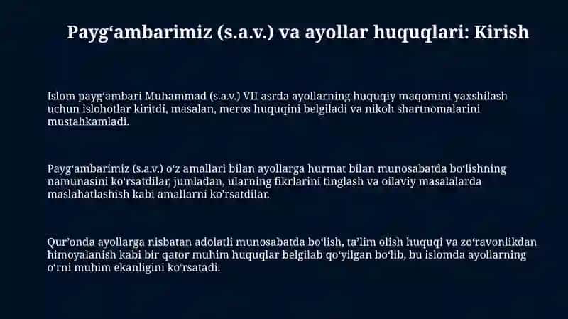 Paygʻambarimiz va Ayollar Huquqlari 3