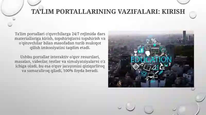 Ta'lim portallarning talim olishdagi vazifalari 3
