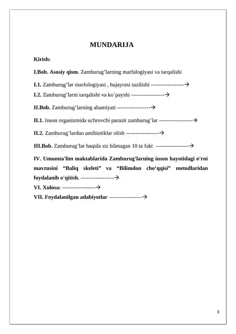 “ Zamburug'larning inson hayotidagi o'rni “ 3