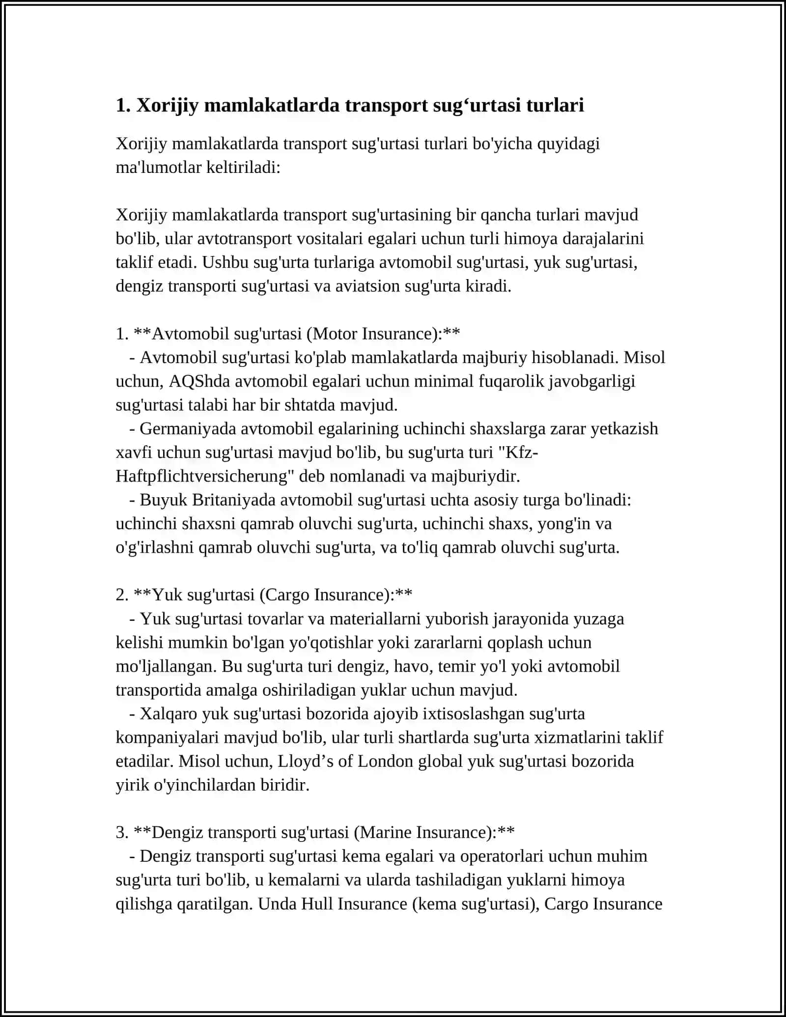 XORIJIY MAMLAKATLARDA TRANSPORT VOSITALARINI SUG‘URTALASH 3