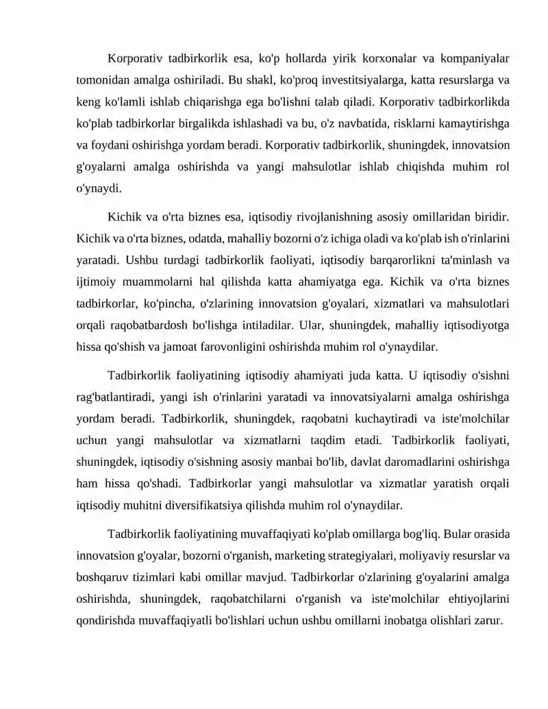 TADBIRKORLIK FAOLIYATI VA TADBIRKORLIK KAPITALI 3