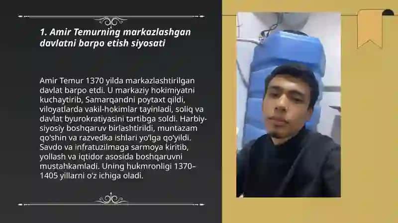 Amir Temur markazlashgan davlat asoschisi 3