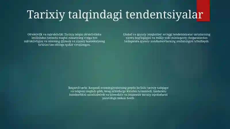 Tarixning Mazmuni, Yo'Nalishlari Va Kontseptsiyalari 3