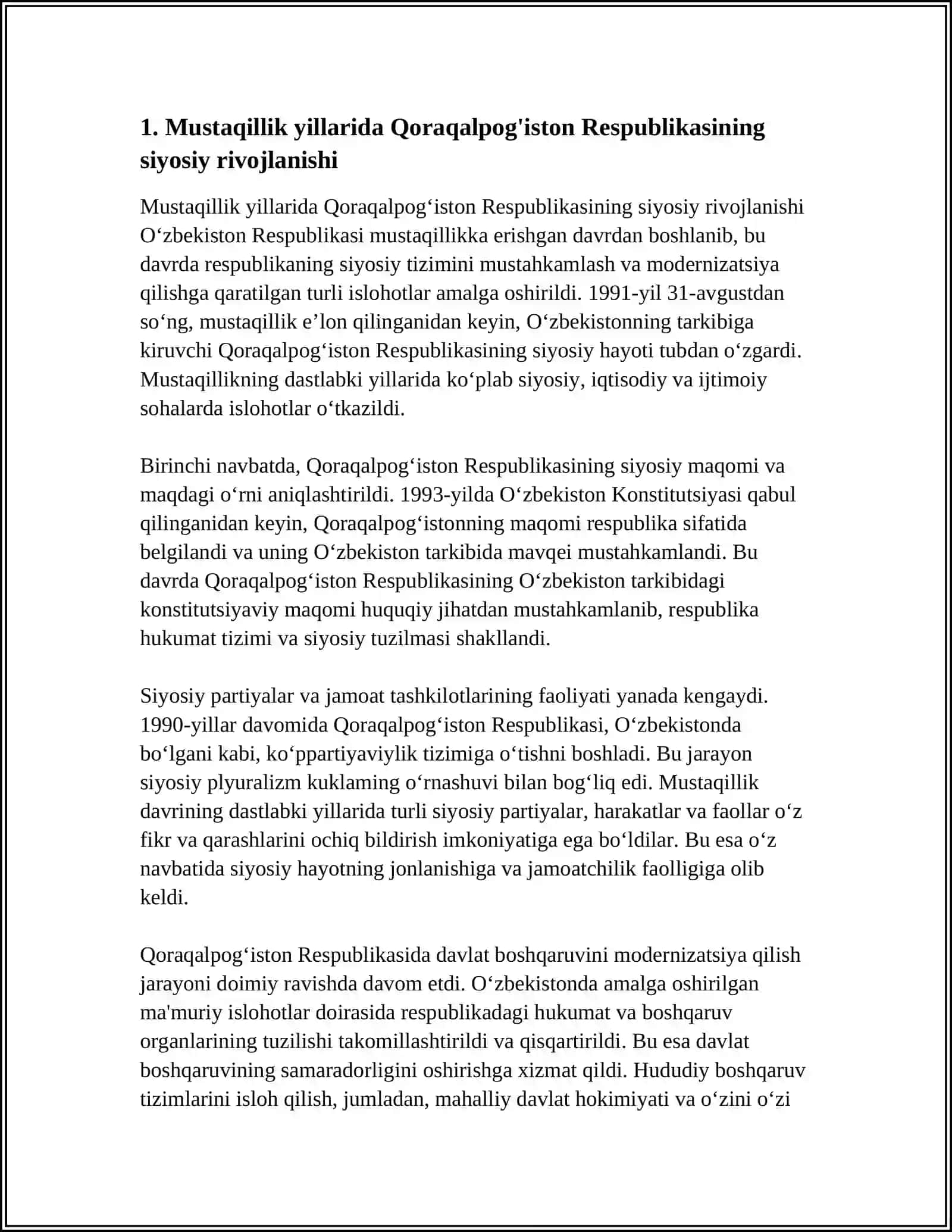 MUSTAQILLIK YILLARIDA QORAQALPOG’ISTON RESPUBLIKASI 3