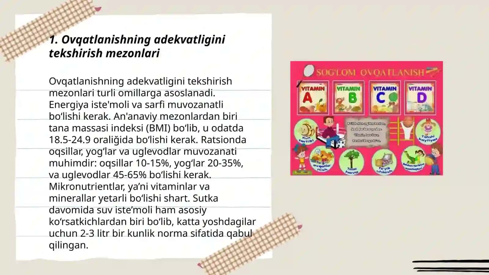 Ovqatlanish adekvatligini tekshirish va baholash 3