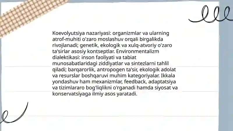 Koevolyutsiya va environmentalizm dialektikasi 3