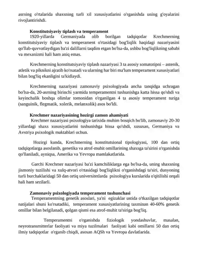 Krechmerning,,Temperament"nazariyasi 3