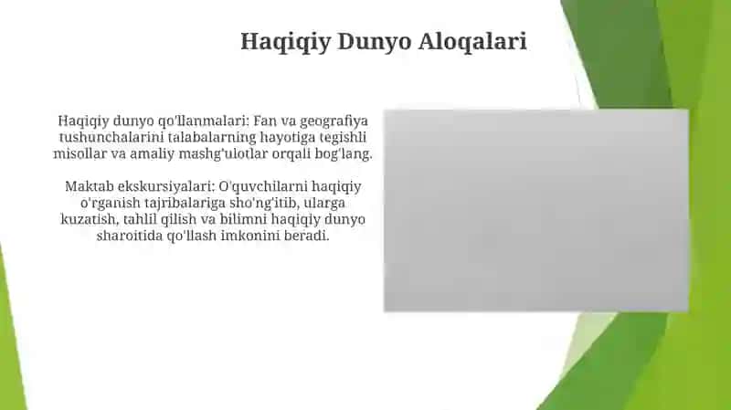Haqiqiy Dunyo Aloqalari 3