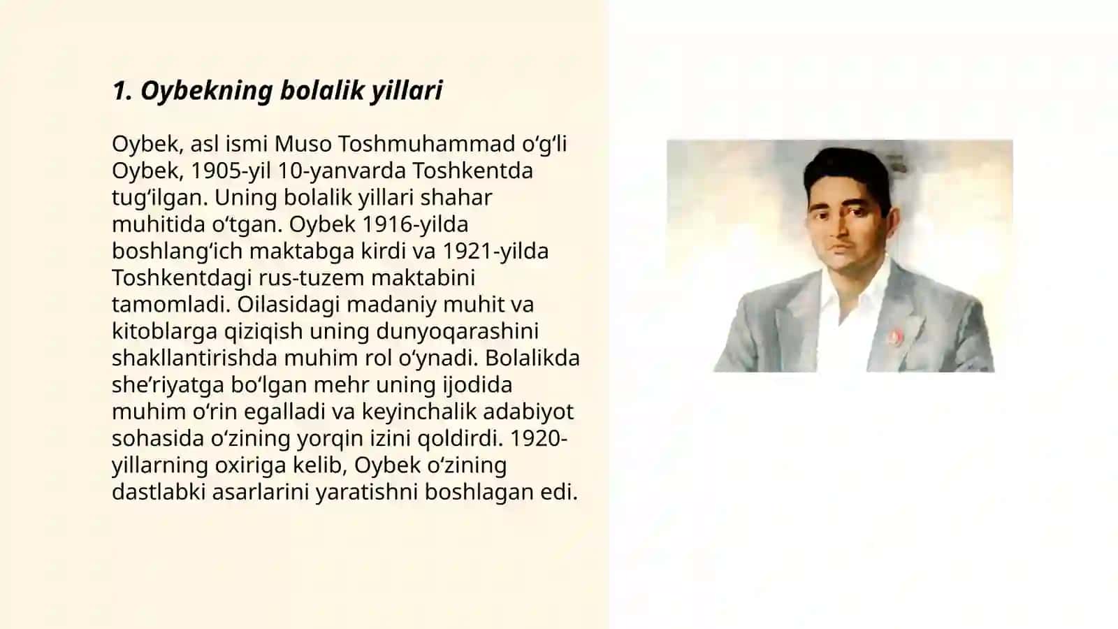 Oybekning hayoti va ijodi 3