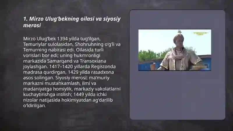 Mirzo Ulugʻbekning hayoti 3