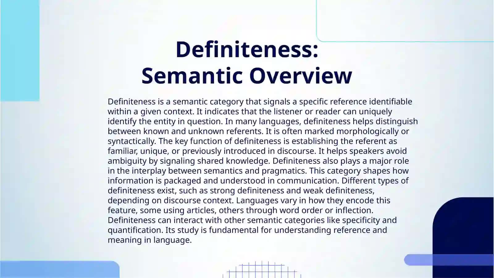 THE CATEGORY OF DEFINITENESS AND INDEFINITENESS 3
