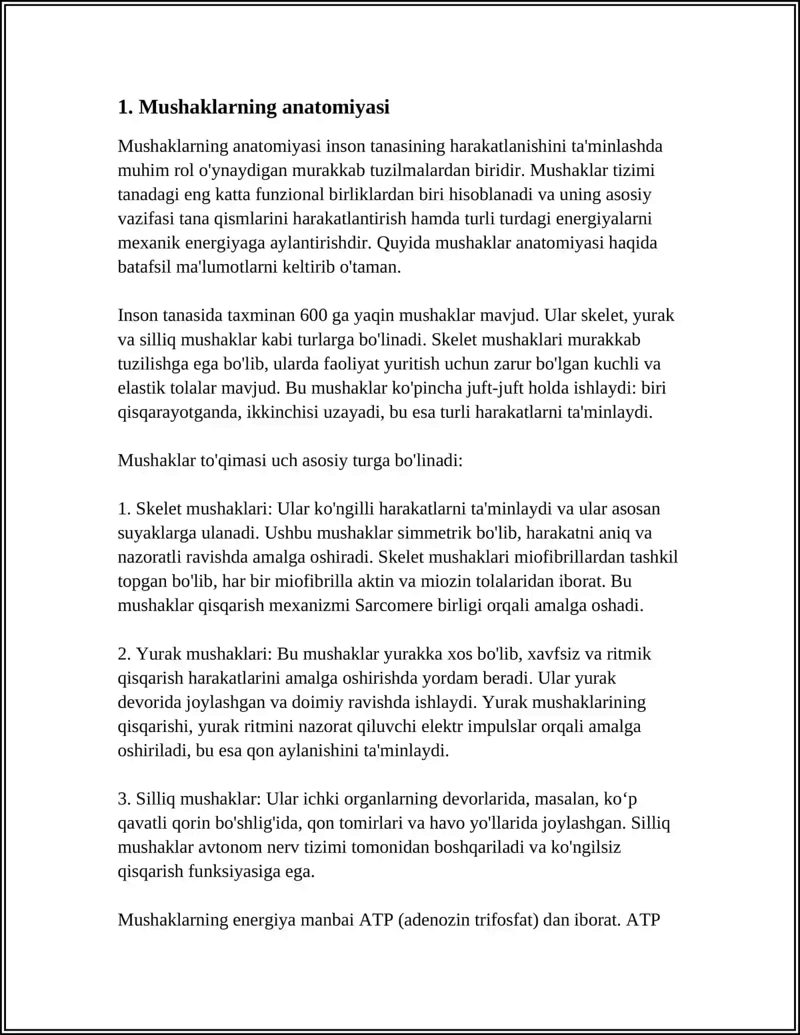 Mushaklarning ishi va biomexanikasi 3