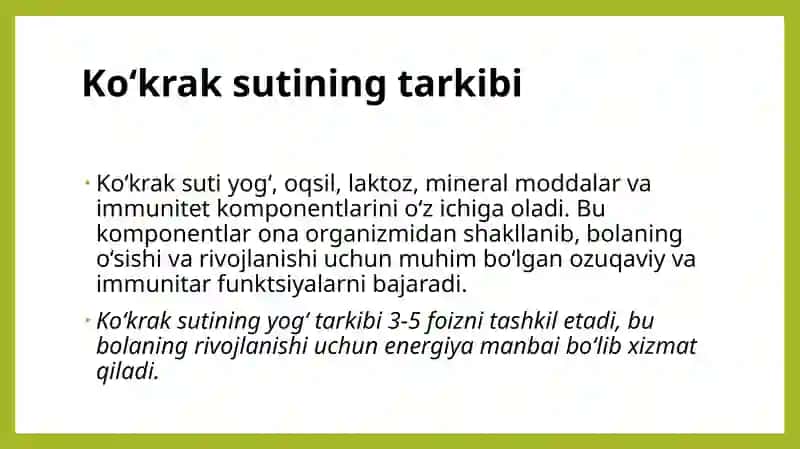 Ko‘krak sutining tarkibi va samarali ishlab chiqarish 3