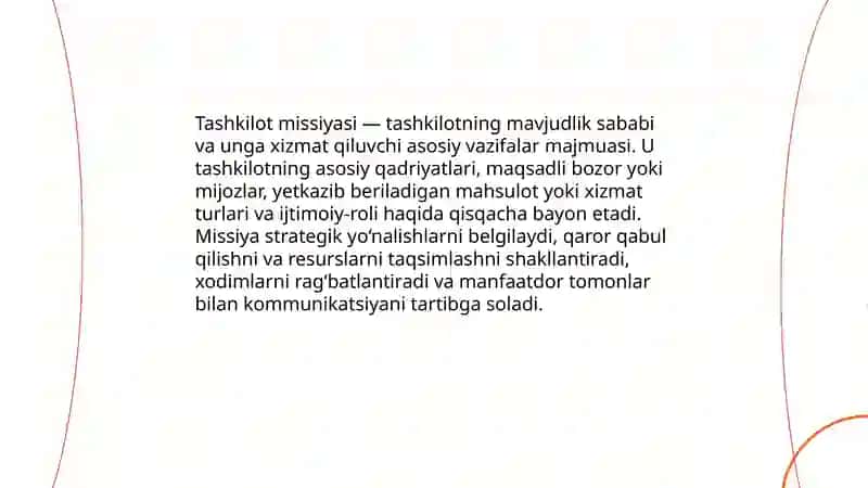 Tashkilotning missiyasini rejalashtirish va aniqlashtirish 3