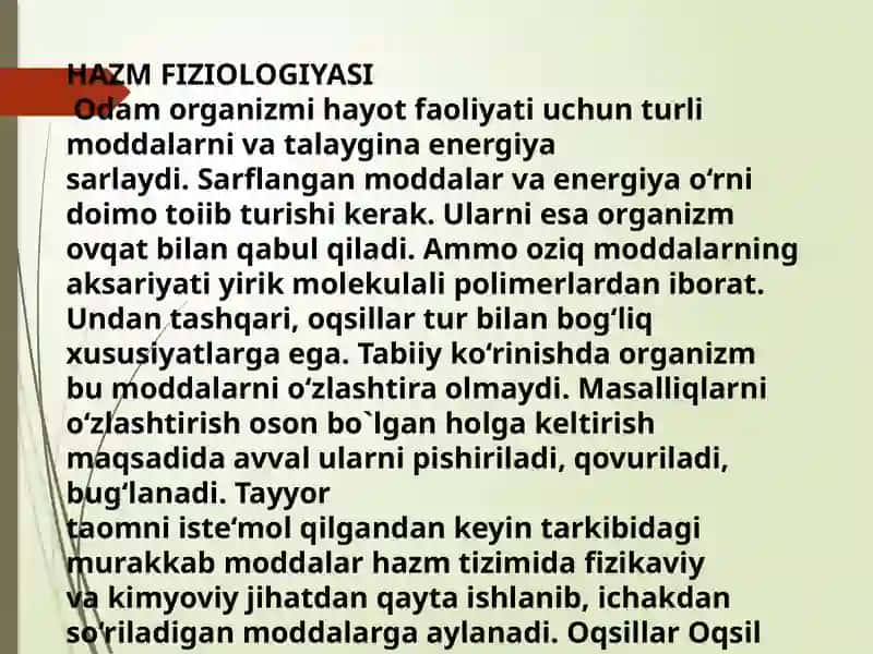 Normal fizyologiya fanidagi mustqil ish 3