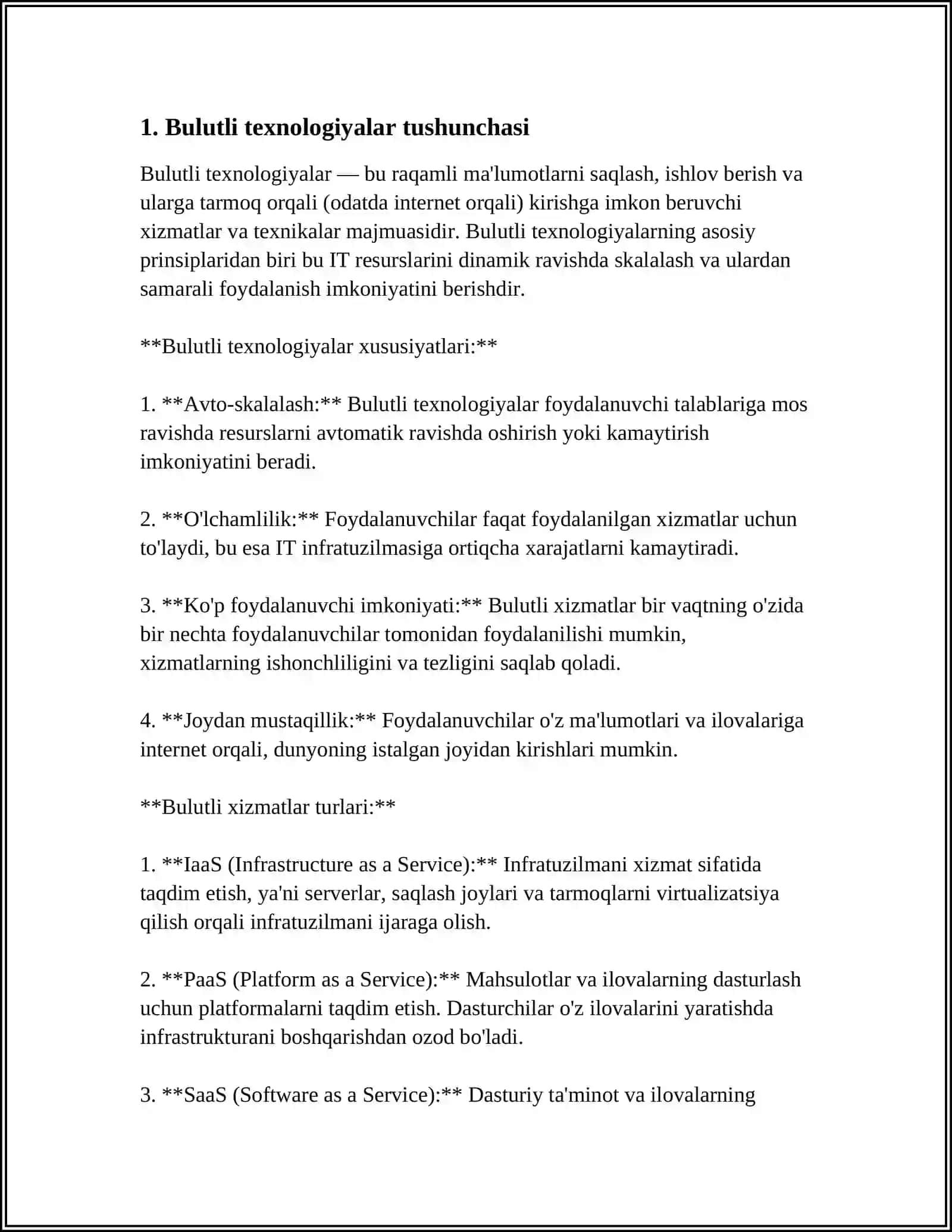 BULUTLI TEXNOLOGIYALAR TUSHUNCHASI VA UNING TURLARI 3