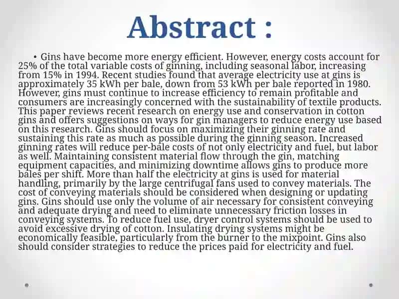 Energy utilization and conservation in cotton gins 3