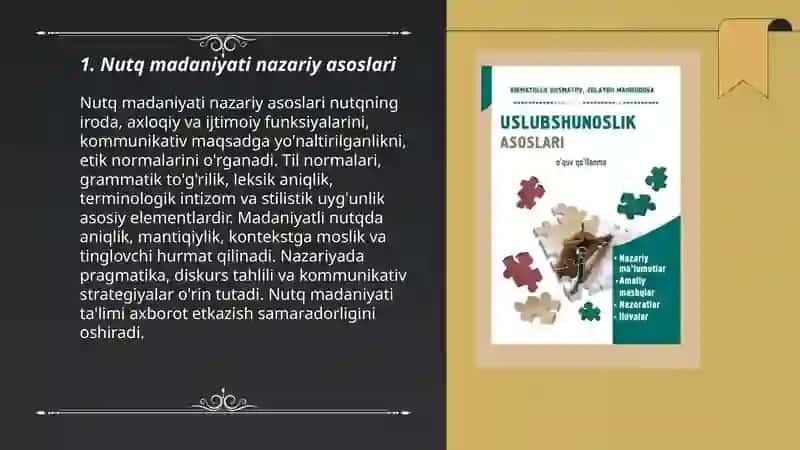 Nutq madaniyati va uslubshunoslik. Nutq va Terminologiya 3