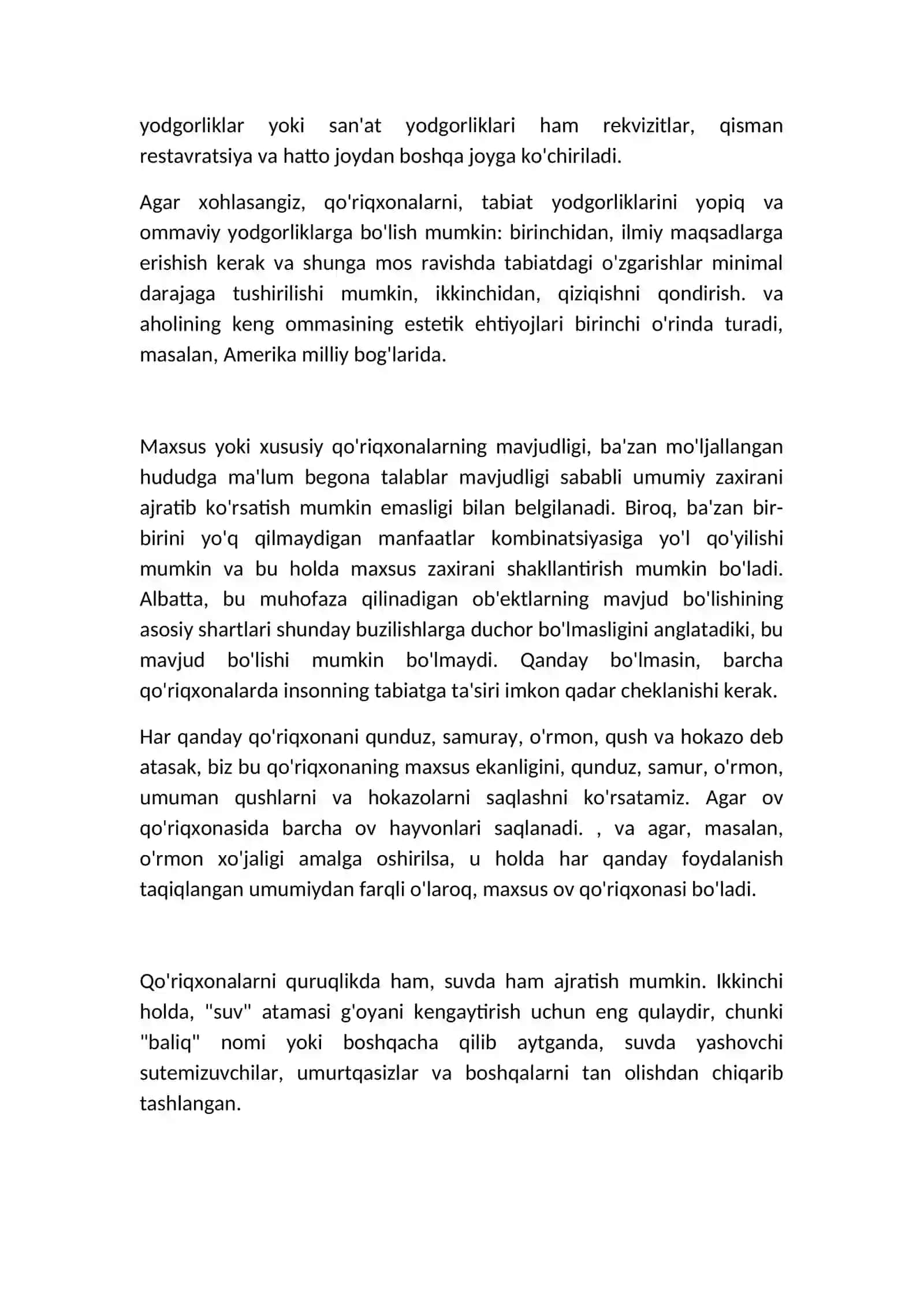 BOB.Qo'riqxonalarni tashkil etish va ularning faoliyatini o'rganish 3