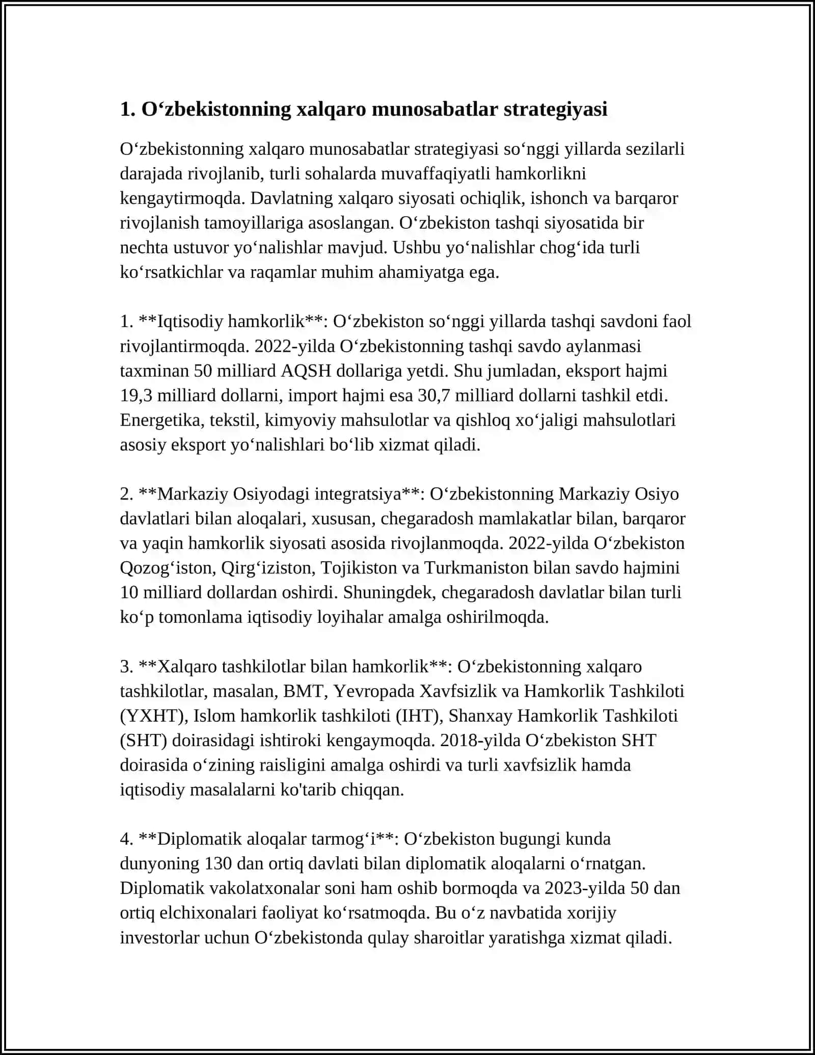 Oʻzbekiston RESPUBLIKASI TASHQI SIYOSATI 3