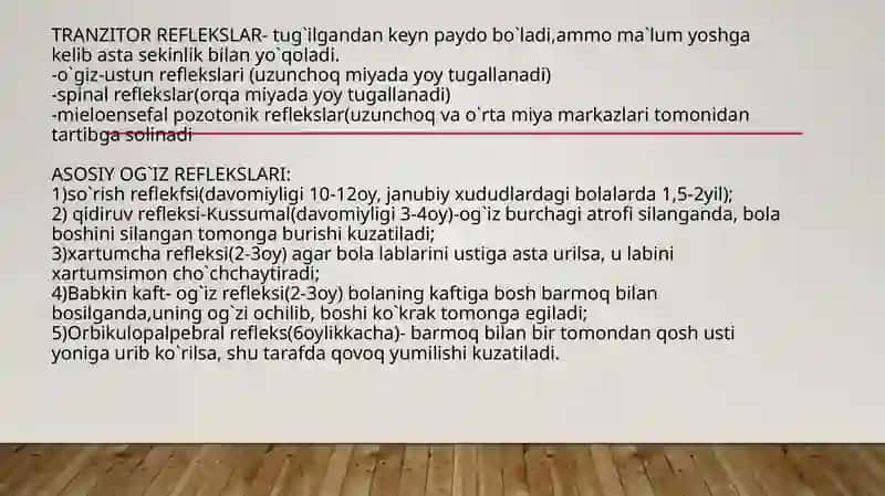 Chaqaloqlar shartsiz reflekslari 3