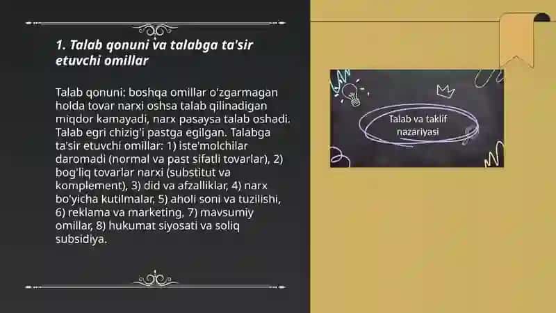 Talab va taklif, bozor muvozanati 3
