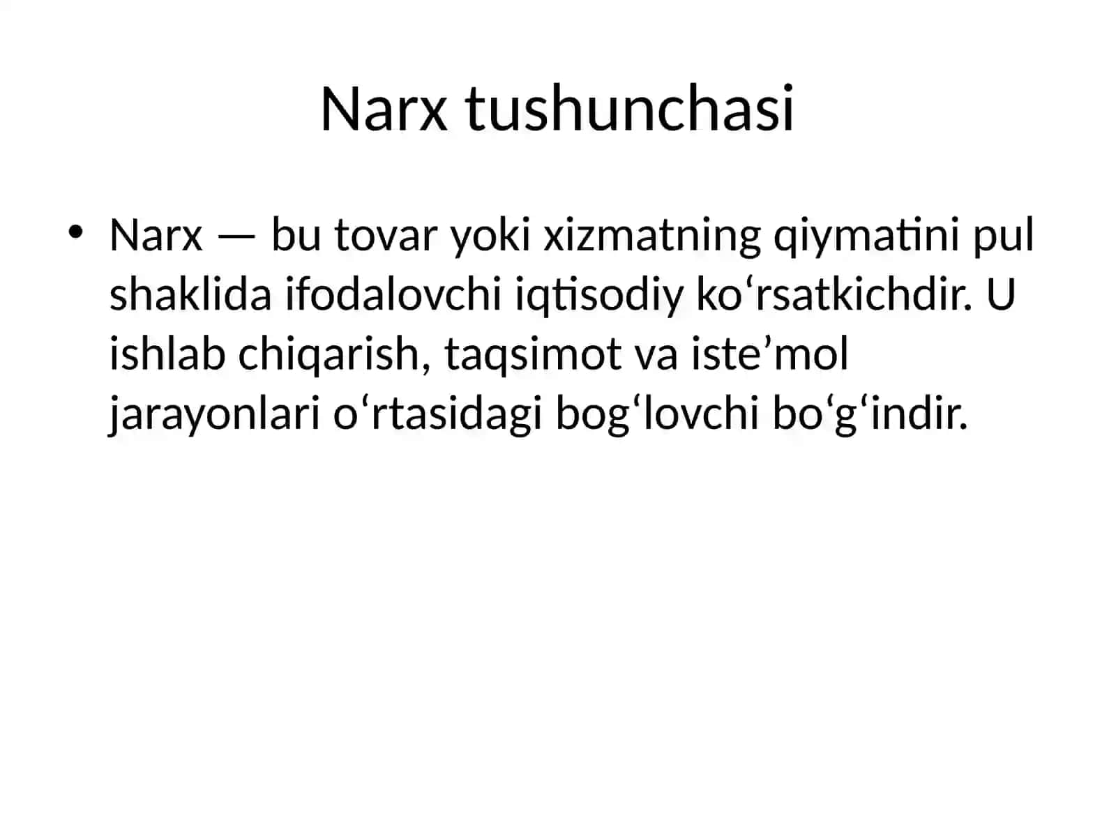 Narxning mohiyati va shakllanish xususiyatlari 3