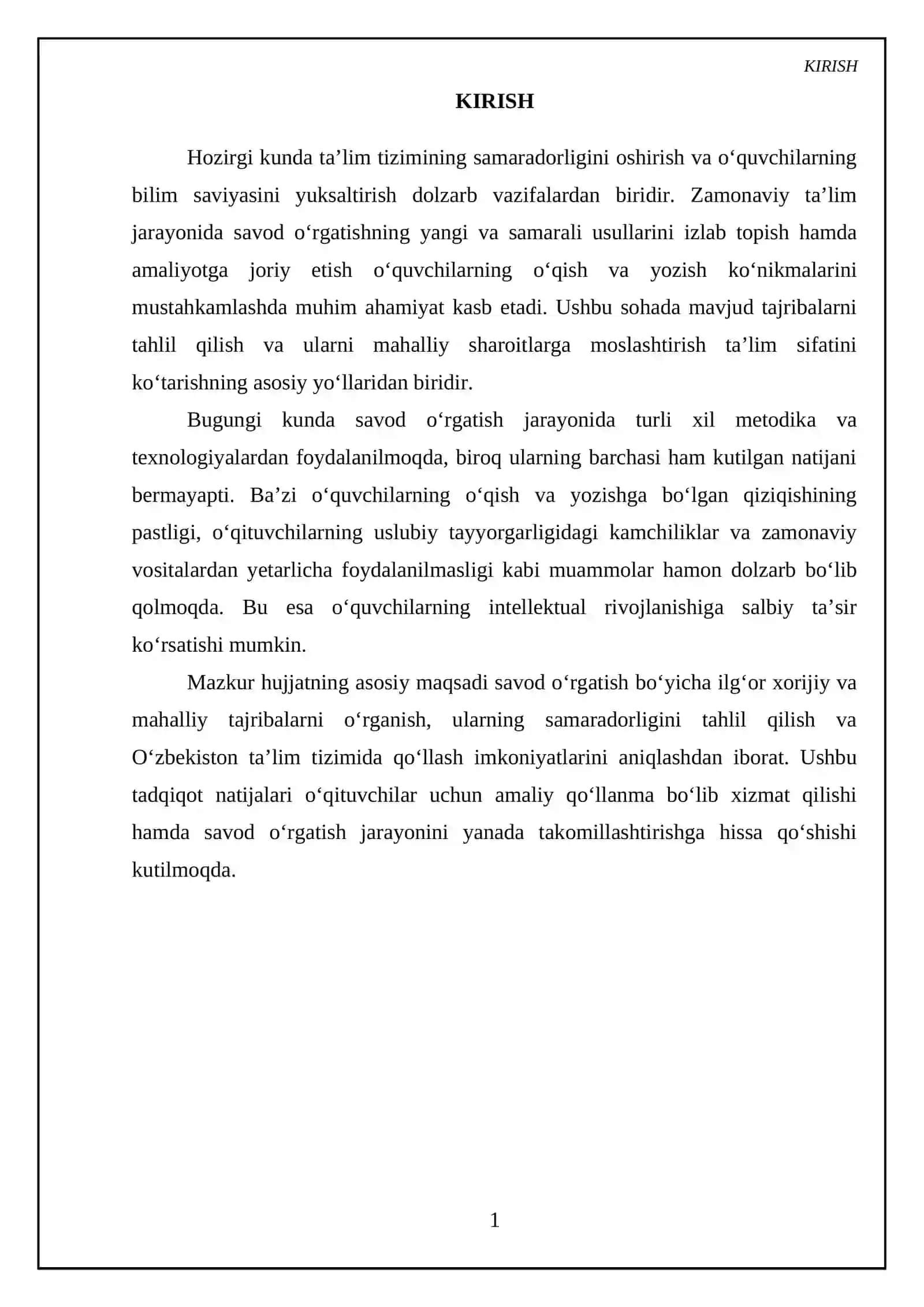Savod oʻrgatish tajribalarini tadbiq etish 3