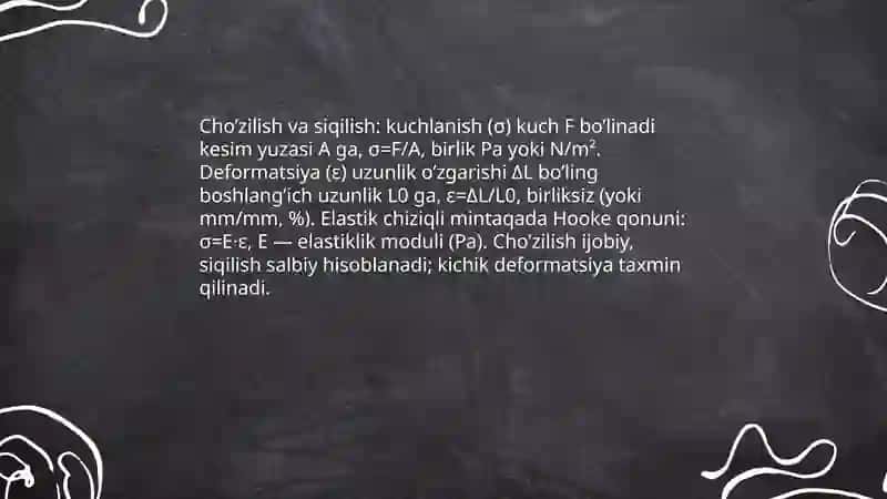 Cho’zilishga va siqilishga mustahkamlik hisoblari 3