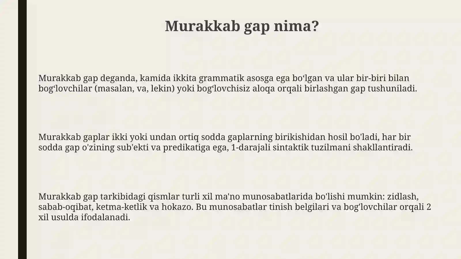 Qoʻshmagap qismlari orasida tinish belgilarining qoʻllanishi 3