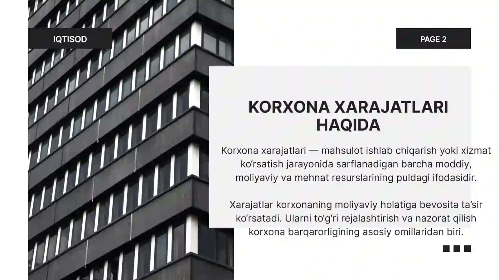 Korxona xarajatlari va foydasi 3