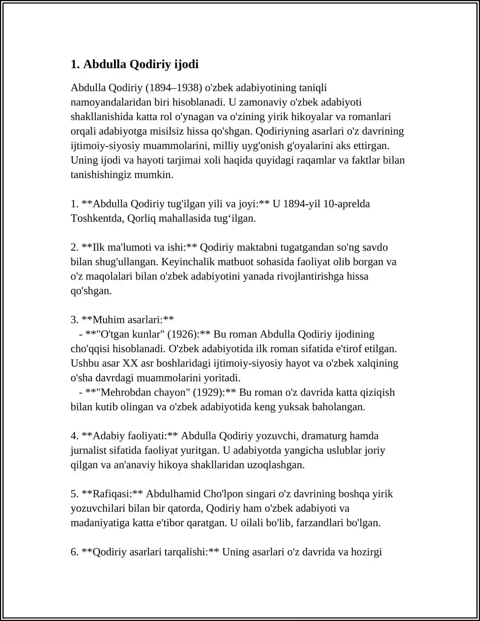 MASHHUR ÓZBEK ADIBLARI IJODI 3